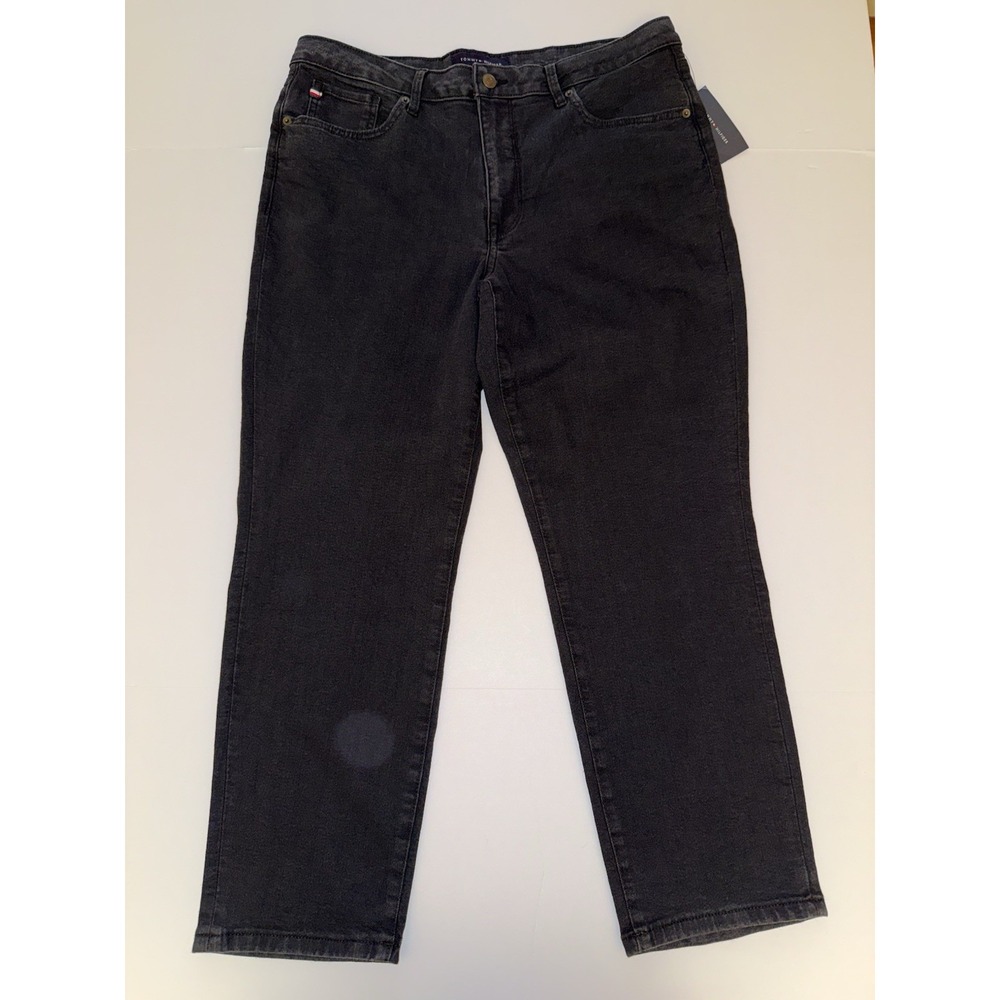 Tommy Hilfiger Women Jeans 14 Black Straight Leg Classic Denim Preppy Casual NWT